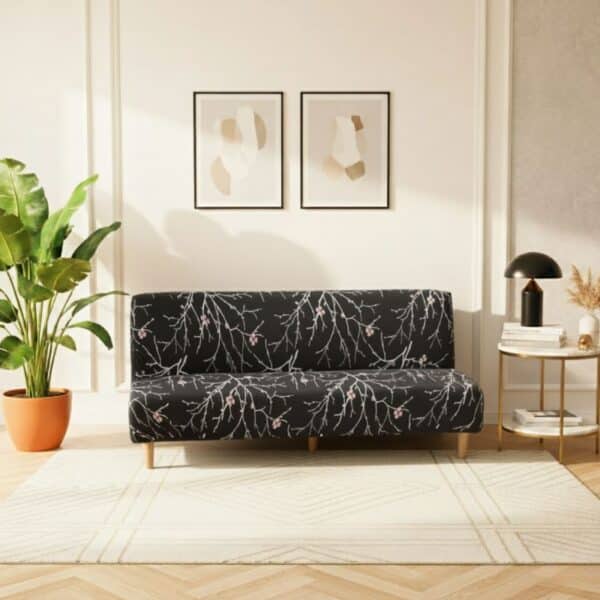Housse De Canapé Convertible À Motif Branches Et Fleurs Raffinée