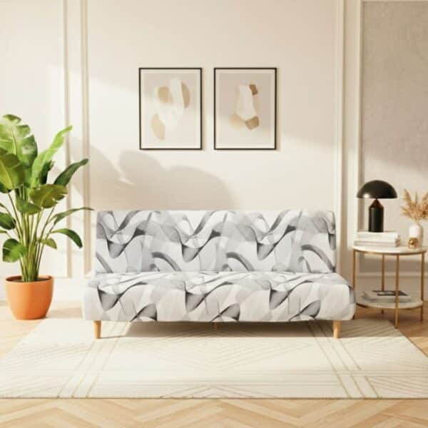 Housse De Canapé Convertible À Motif Artistique Gris Stylée