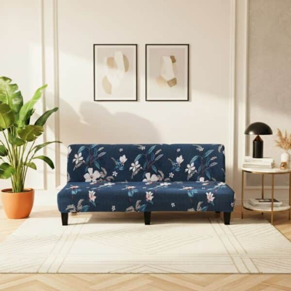 Housse De Canapé Convertible À Motif Floral Bleu Foncé Élégante