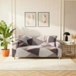 Housse de Canapé 2 Places Extensible Style Contemporain À Motif Triangulaire