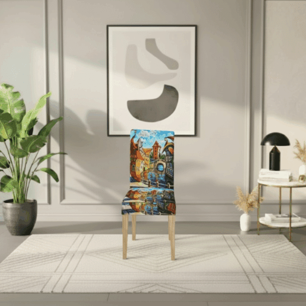 Housse De Chaise À Motif Peinture De Ville Multicolore Et Tendance