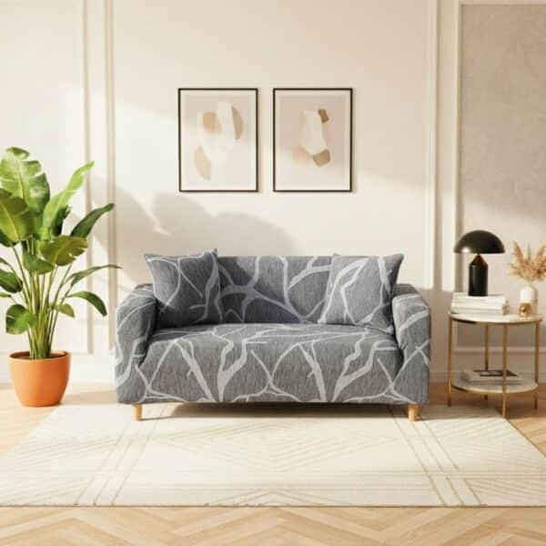 Housse de Canapé 2 Places Extensible À Motif Graphique Abstrait