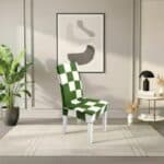 Housse De Chaise Extensible À Motif Carreaux Vert Chic