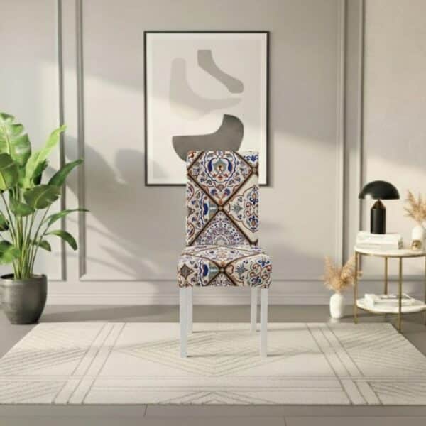 Housse De Chaise Extensible Style Mosaïque Colorée Traditionnelle