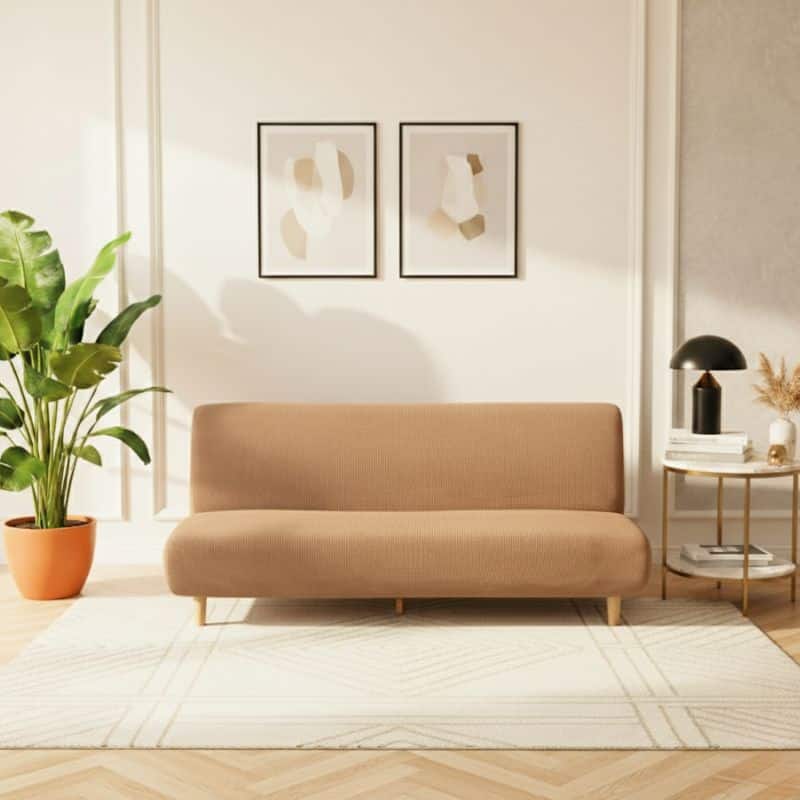 Housse De Canapé Convertible Unie En Tissu Polaire Douce Housse De Canapé Convertible Unie En Tissu Polaire Douce