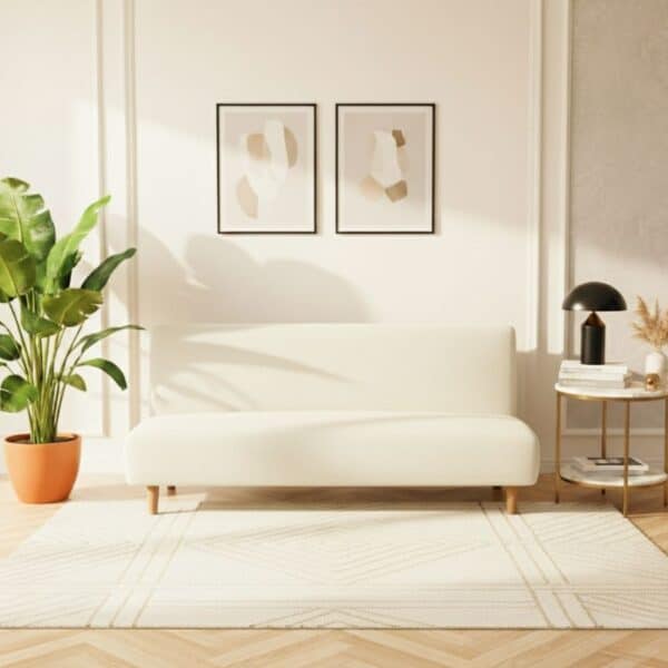 Housse De Canapé Convertible Unie En Jacquard Élastique Élégante