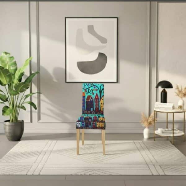 Housse De Chaise À Motif Ville Colorée Moderne Et Artistique