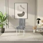 Housse De Chaise À Motif Rayures Noires Et Blanches
