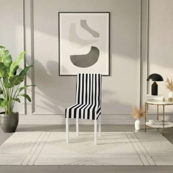 Housse De Chaise À Motif Rayures Noires Et Blanches