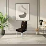 Housse De Chaise À Motif Abstrait Doré Sur Fond Noir Chic