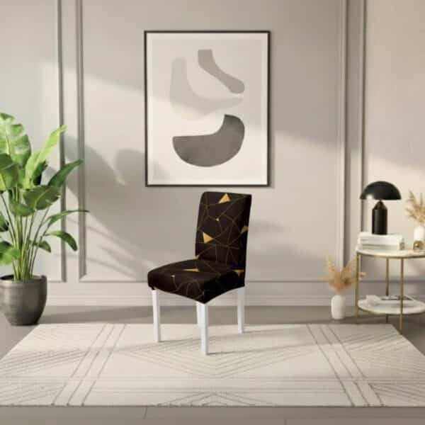 Housse De Chaise À Motif Abstrait Doré Sur Fond Noir Chic