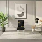 Housse De Chaise À Motif Géométrique Noir Et Doré Style Moderne
