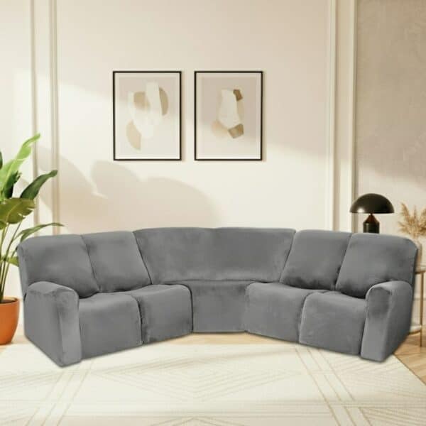Housse de Canapé Angle Extensible en Velours Confortable