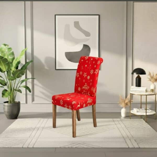 Housse De Chaise Évènementiel Pour Réception Motif Flocon Et Rennes Festive