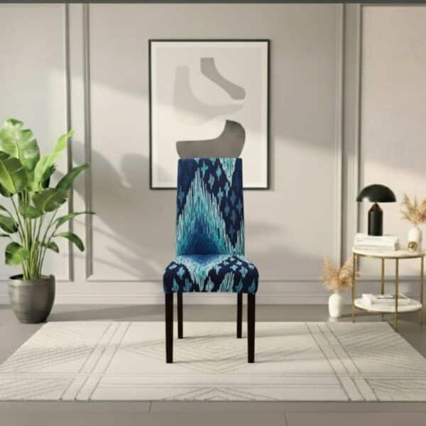 Housse De Chaise Haut Dossier Motif Ondes Bleues