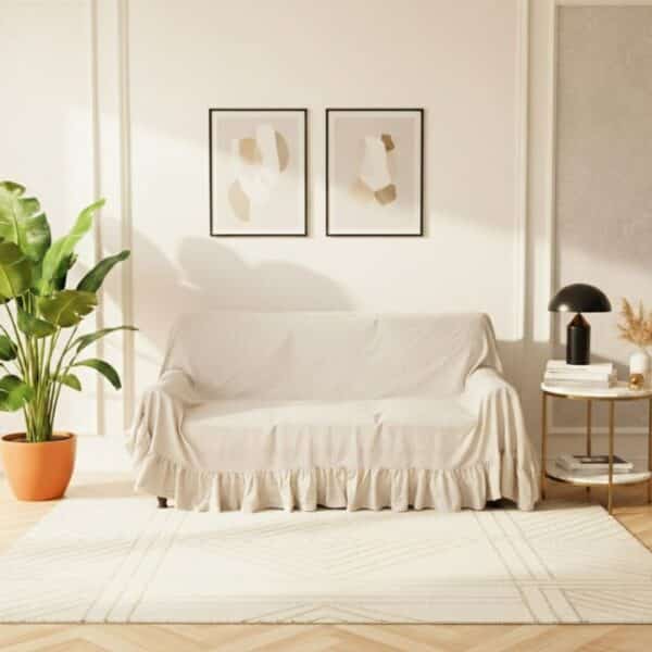 Housse De Canapé 3 Places Classique Style Champêtre En Tissu Lavable