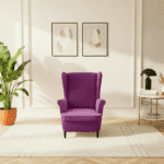 Housse De Chaise Unie En Velours Extensible Pour Fauteuil À Oreilles
