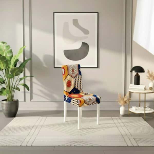 Housse De Chaise Extensible À Motif Rétro Coloré