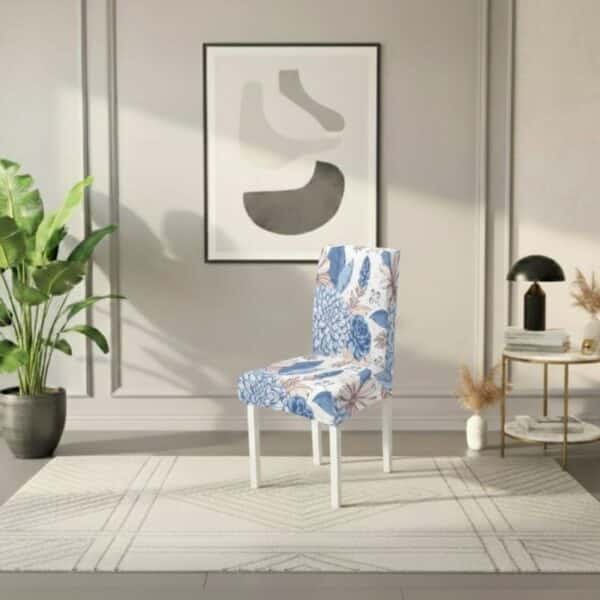 Housse De Chaise À Motif Floral Bleu