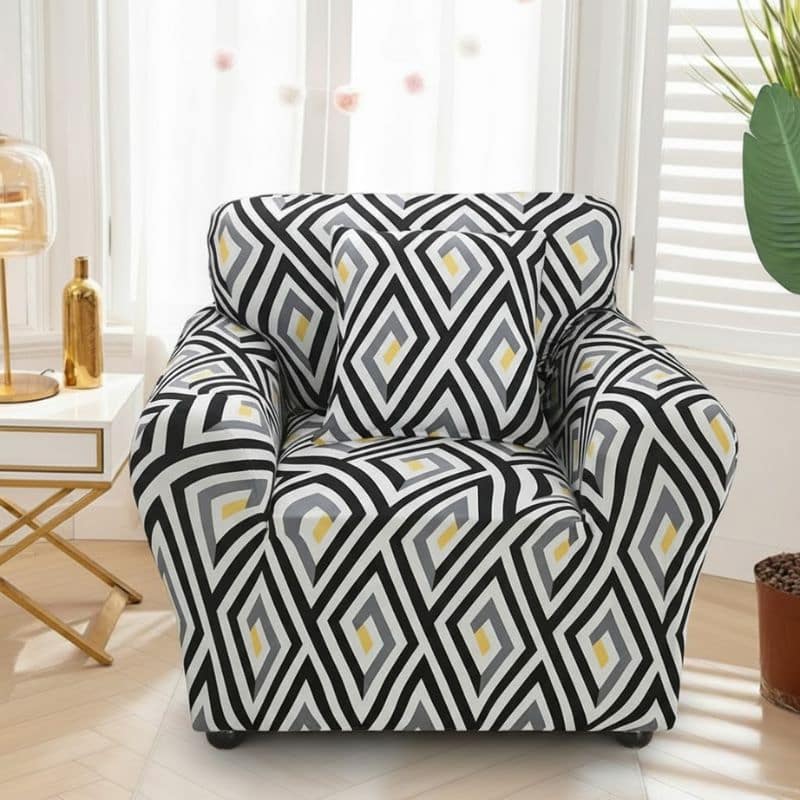 Housse de Fauteuil Extensible À Motif Losanges Housse de Fauteuil Extensible À Motif Losanges