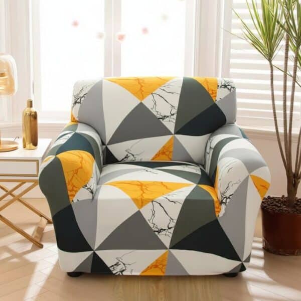 Housse de Fauteuil Extensible À Motif Géométrique