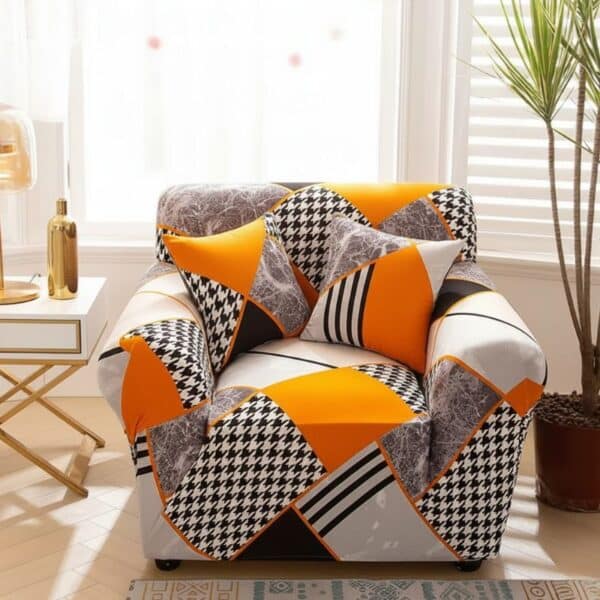 Housse de Fauteuil Extensible Au Design Géométrique