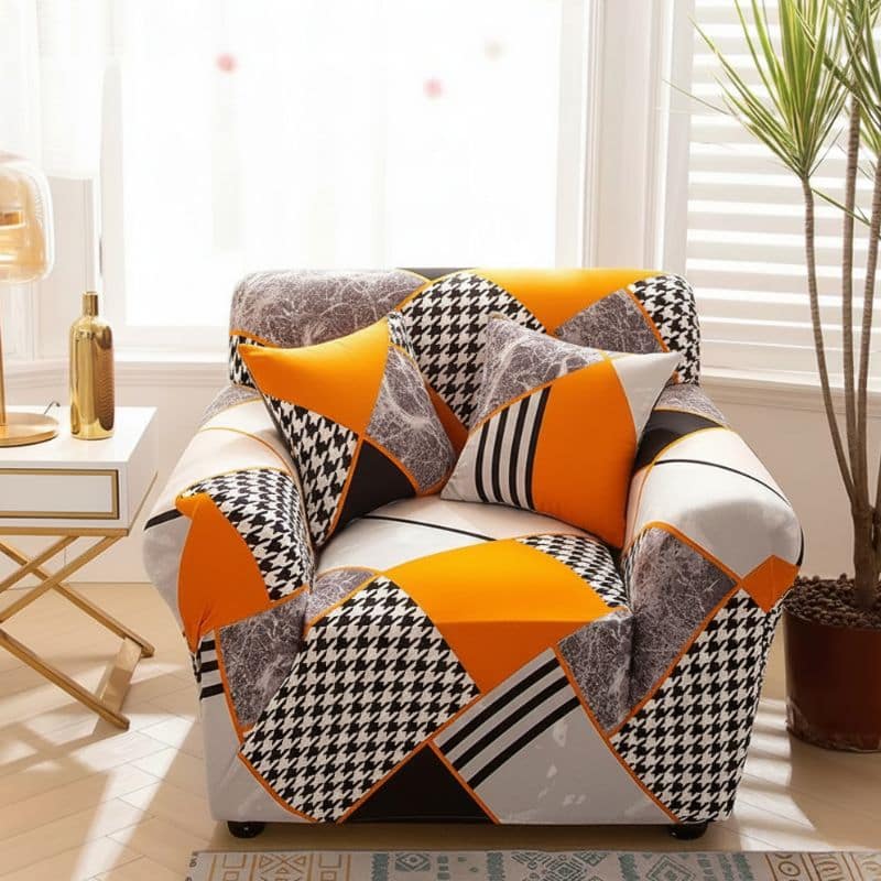 Housse de Fauteuil Extensible Au Design Géométrique Housse de Fauteuil Extensible Au Design Géométrique
