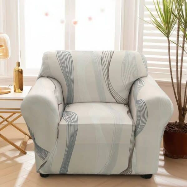 Housse de Fauteuil Extensible À Motif Ondes