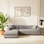 Housse de Canapé Angle Extensible À Motif Chevron Moderne
