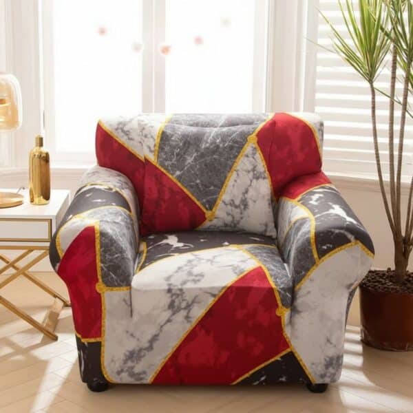 Housse de Fauteuil Extensible À Motif Marbré