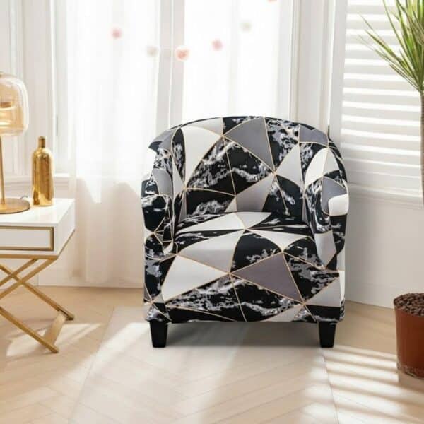 Housse de Fauteuil Club À Effet Marbré Chic