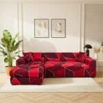 Housse de Canapé Angle Extensible À Motif Géométrique Moderne