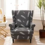 Housse de Fauteuil À Motif Plumes Blanches
