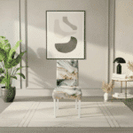 Housse De Chaise À Motif Marbré Pastel Et Doré Moderne
