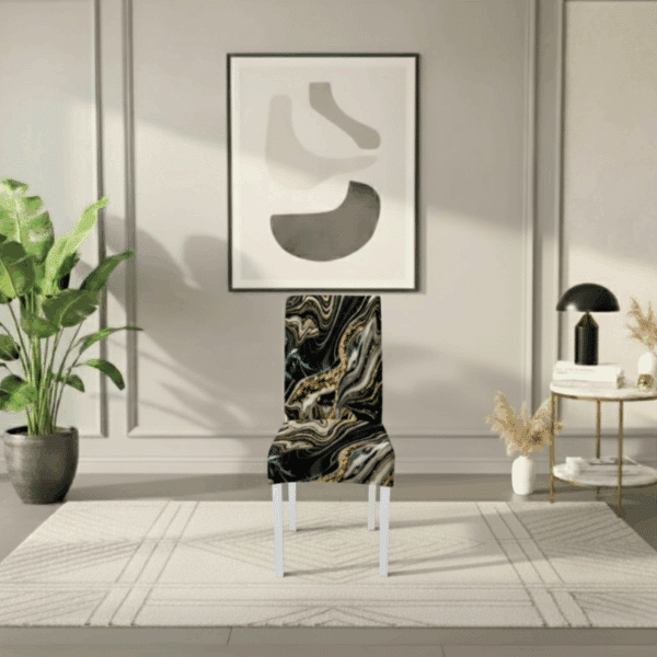 Housse De Chaise À Motif Marbré Confortable Et Sophistiquée