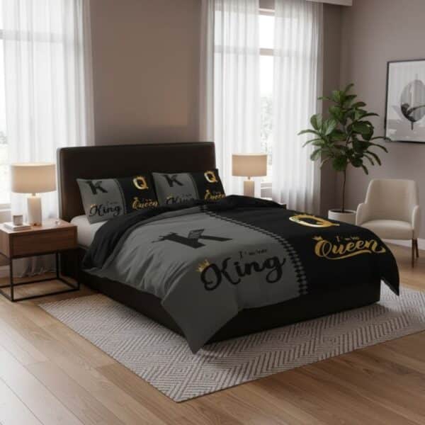 Housse de Couette Style Couple Roi et Reine Élégant