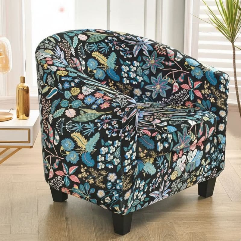 Housse De Fauteuil Motif Floral Multicolore Élégante Housse De Fauteuil Motif Floral Multicolore Élégante