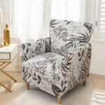 Housse De Fauteuil Bergère À Motif Feuillage Gris