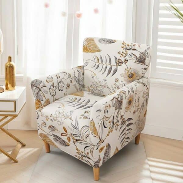 Housse De Fauteuil Bergère Imprimée Fleurs Et Feuilles
