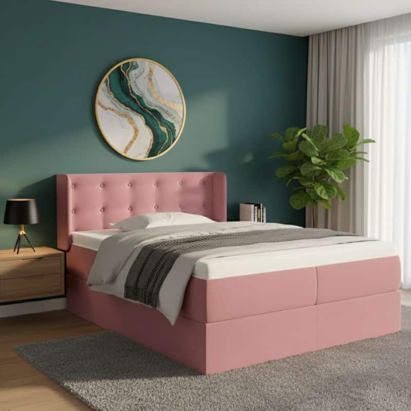 Tête de Lit Classique en Velours Rose Style Contemporain Tête de Lit Classique en Velours Rose Style Contemporain