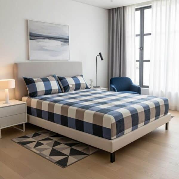 Drap Housse Style À Carreaux En Velours Polaire Doux