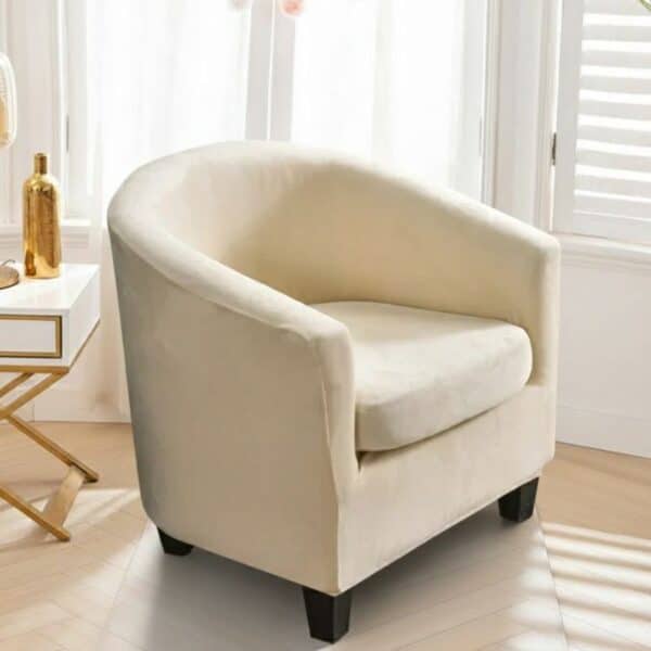 Housse De Fauteuil Unie En Velours Élastique Et Élégante