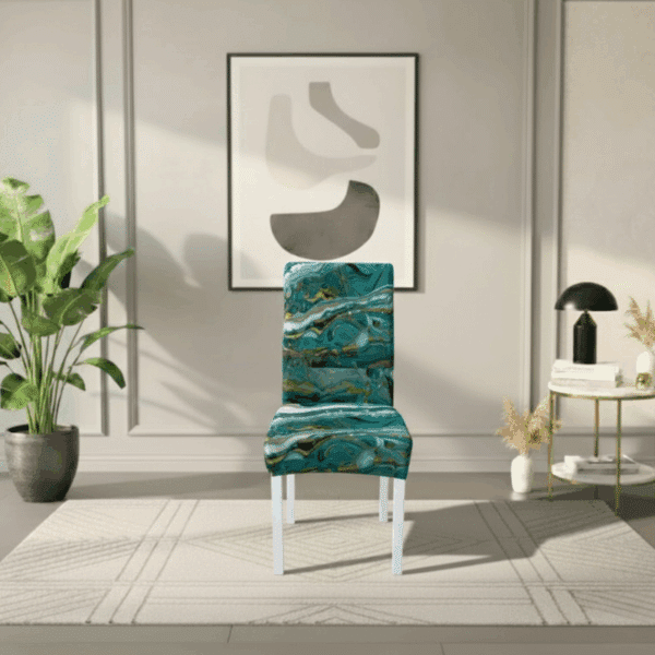Housse De Chaise À Motif Marbré Vert Sophistiquée