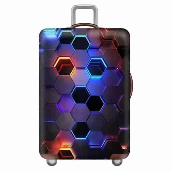Housse de Valise Design Futuriste Hexagonal