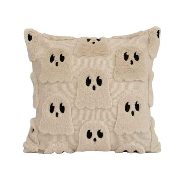Housse de Coussin Beige À Motif de Fantôme
