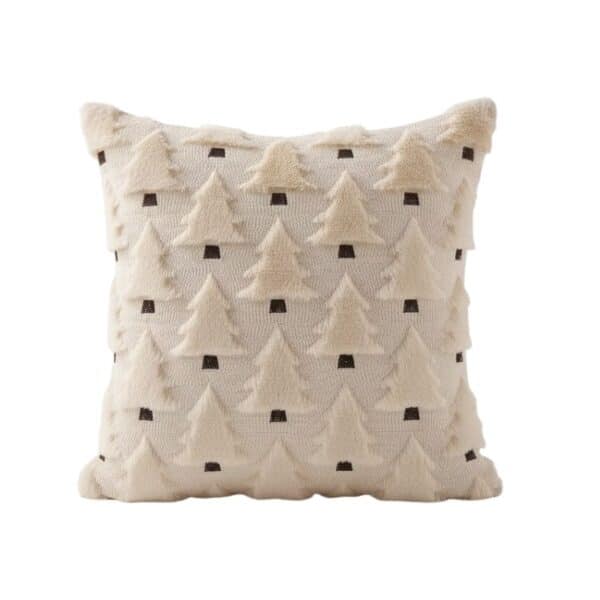 Housse de Coussin Beige À Motif de Sapin
