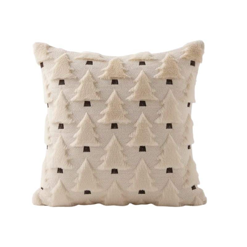 Housse de Coussin Beige À Motif de Sapin Housse de Coussin Beige À Motif de Sapin