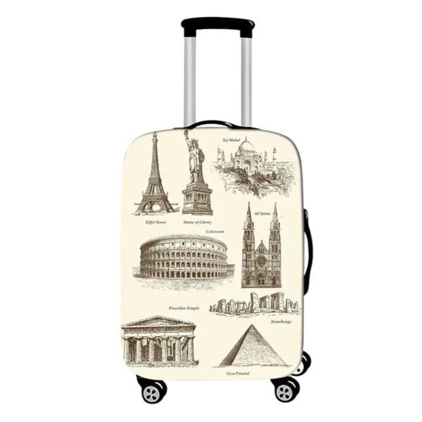 Housse de Valise Petite Taille aux Croquis Touristiques