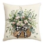 Housse de Coussin À Motif Bouquet Fleuri