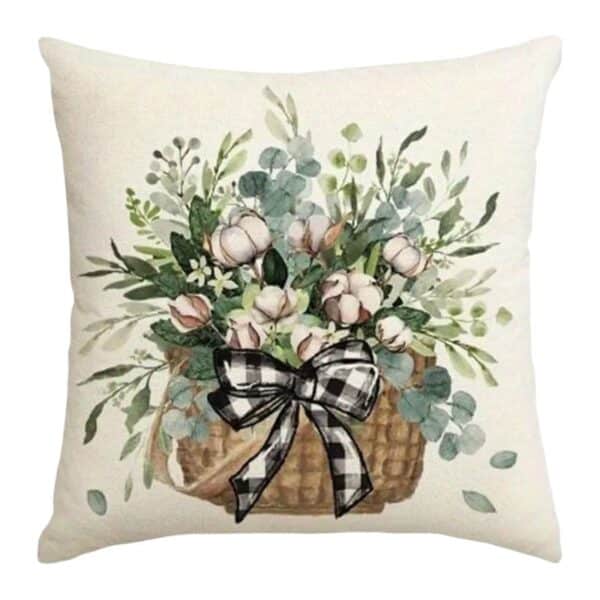 Housse de Coussin À Motif Bouquet Fleuri